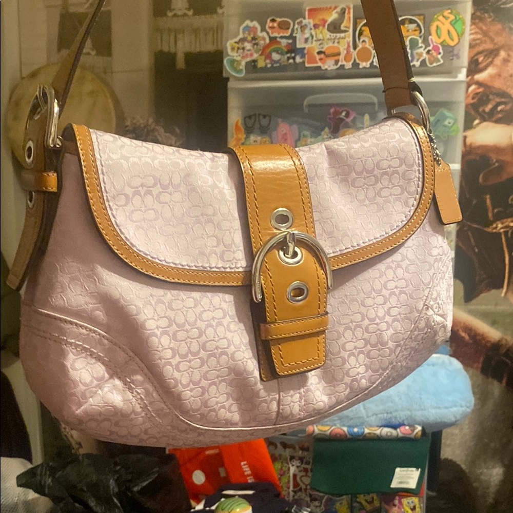 Coach Light Lavender and Tan Shoulder Bag
